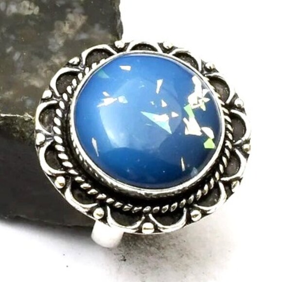 Doublet Opal Gemstone Sterlinh Silver Ring Sz 7.75 - Picture 1 of 1